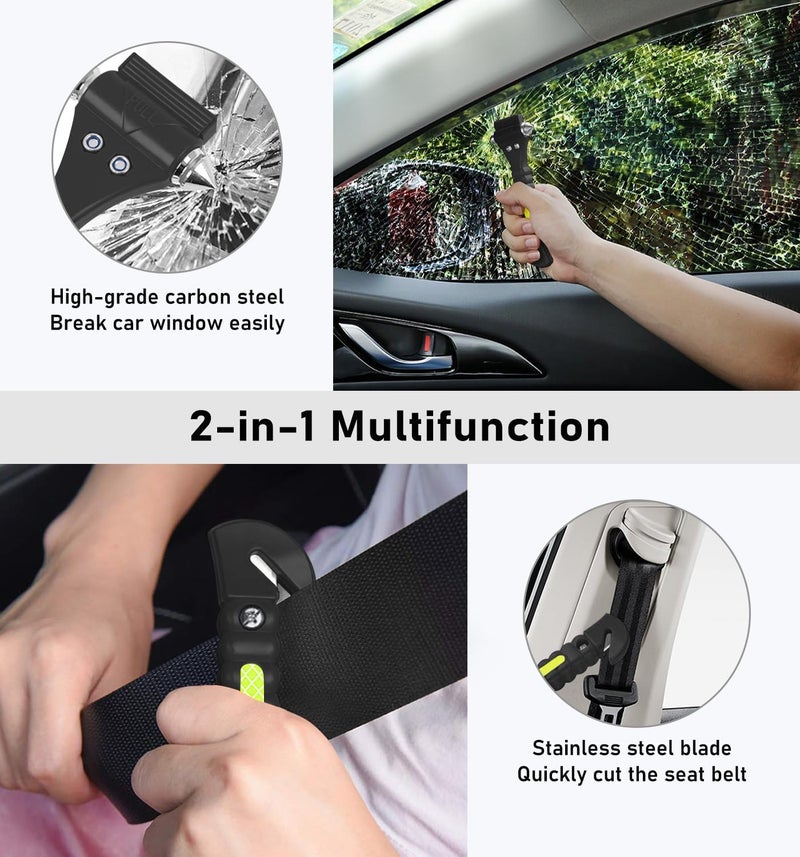 KLSKKJ Car Safety Hammer 4 Pack, Car Window Glass Breaker and Seat Belt Cutter Auto Emergency Escape Tool with Light Reflective Tape for Family Rescue, Life Saving Survival Kit - Image 3
